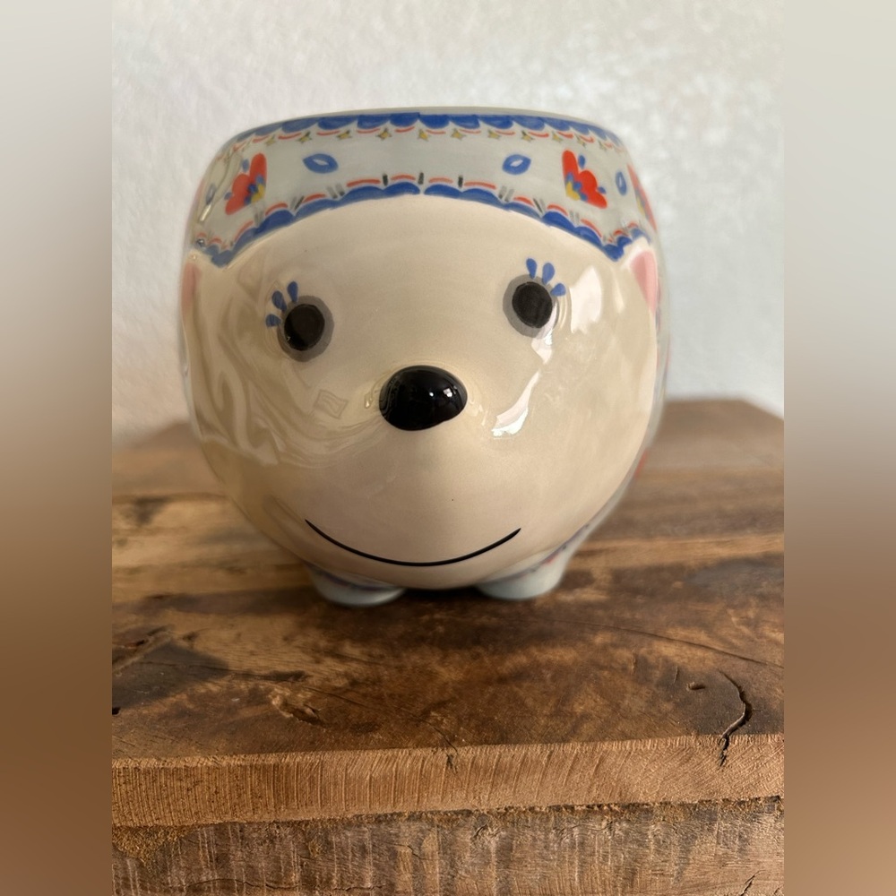 NATURAL LIFE Hedgehog Ceramic Planter Pot. NWOT - Picture 2 of 10